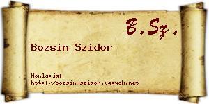 Bozsin Szidor névjegykártya